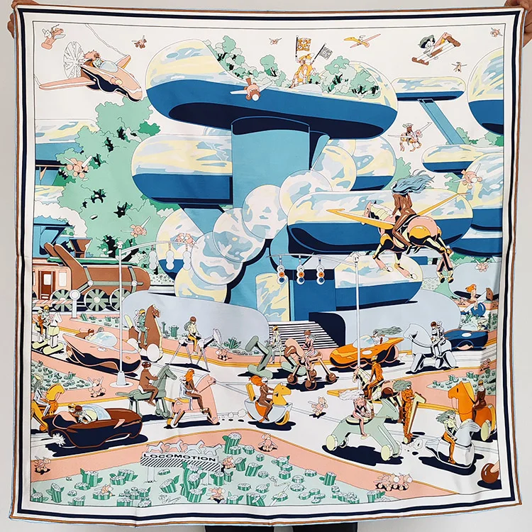 

Twill Silk Scarf 90CM Hand Rollerd Silk Scarf Luxury Designer Shawls Head Hair Neck Decoration Mother Christmas Gift