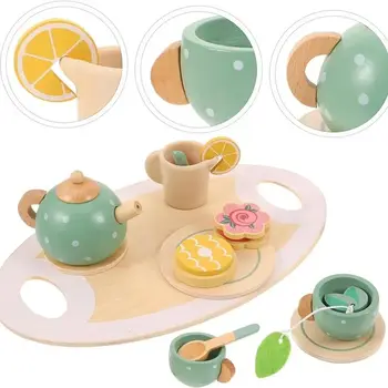 Simulatie Thee Set Afternoontea Poppenhuis Desserts Kids Tea Playset Playhouse Fruit Model Realistische Zoete Rekwisieten Kind Hout Spel