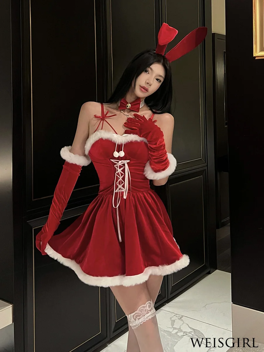 Sexy Bunny Girl Costume Christmas Holiday Outfit Cosplay Pure Desire Rabbit Suit Adorable Deer Christmas Set Women's Fashion