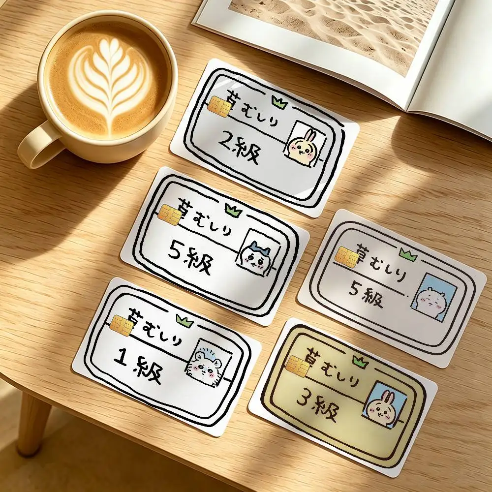 C-Chiikawa Weed Control Permit Credit Card Public Transportation Cards Protective Sticker Waterproof Card Face Decoration 4PCS