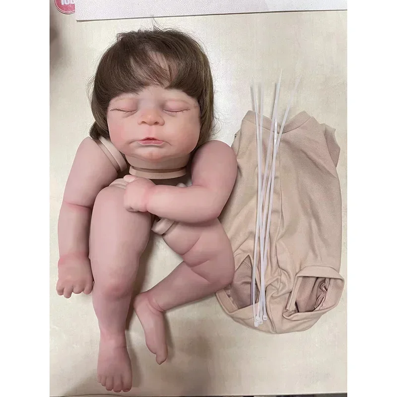 20Inch Reborn Doll Kit Timothy Lifelike Already Painted DIY Kit with Cloth Body Visible Veins Rooted Hair and Eyelashes