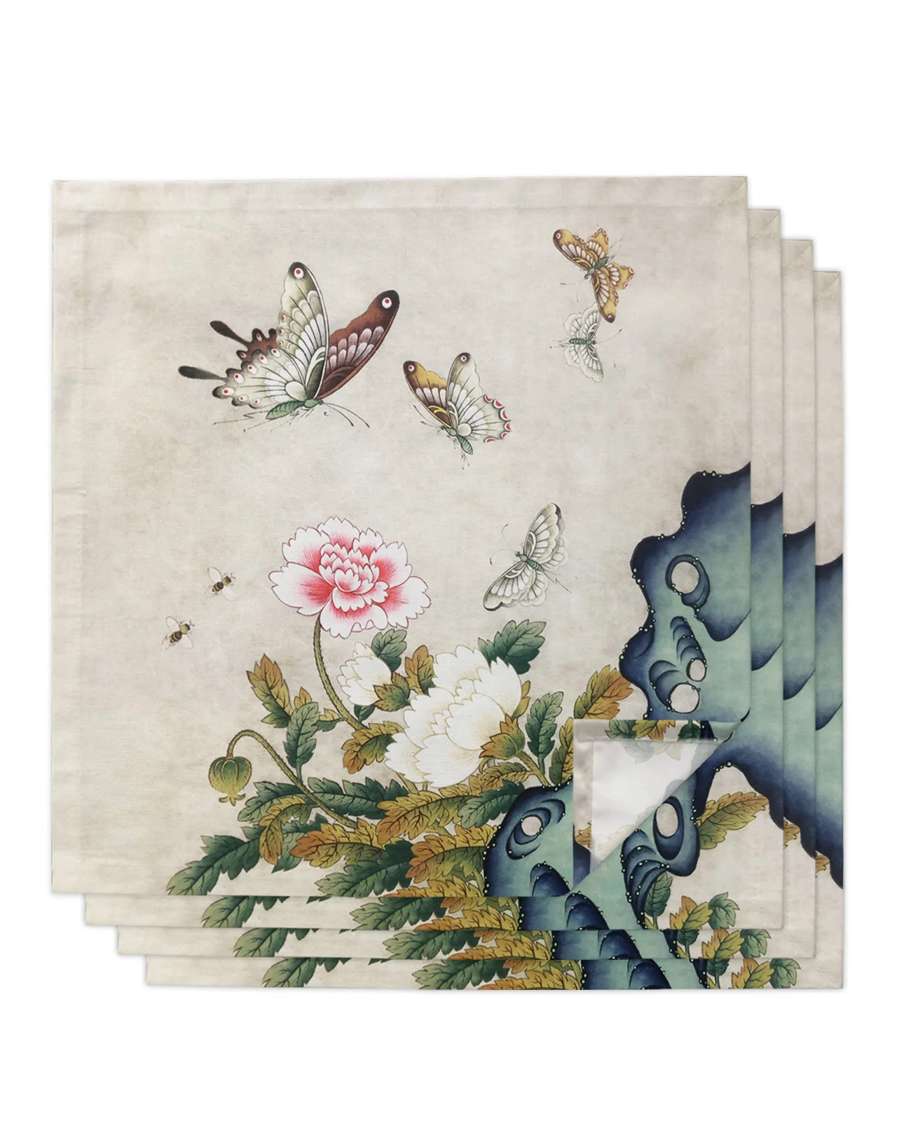 4/6/8pcs Butterflies And Flowers Kitchen Napkin Table Napkins Dinner Napkins For Wedding Banquet Party Decoration