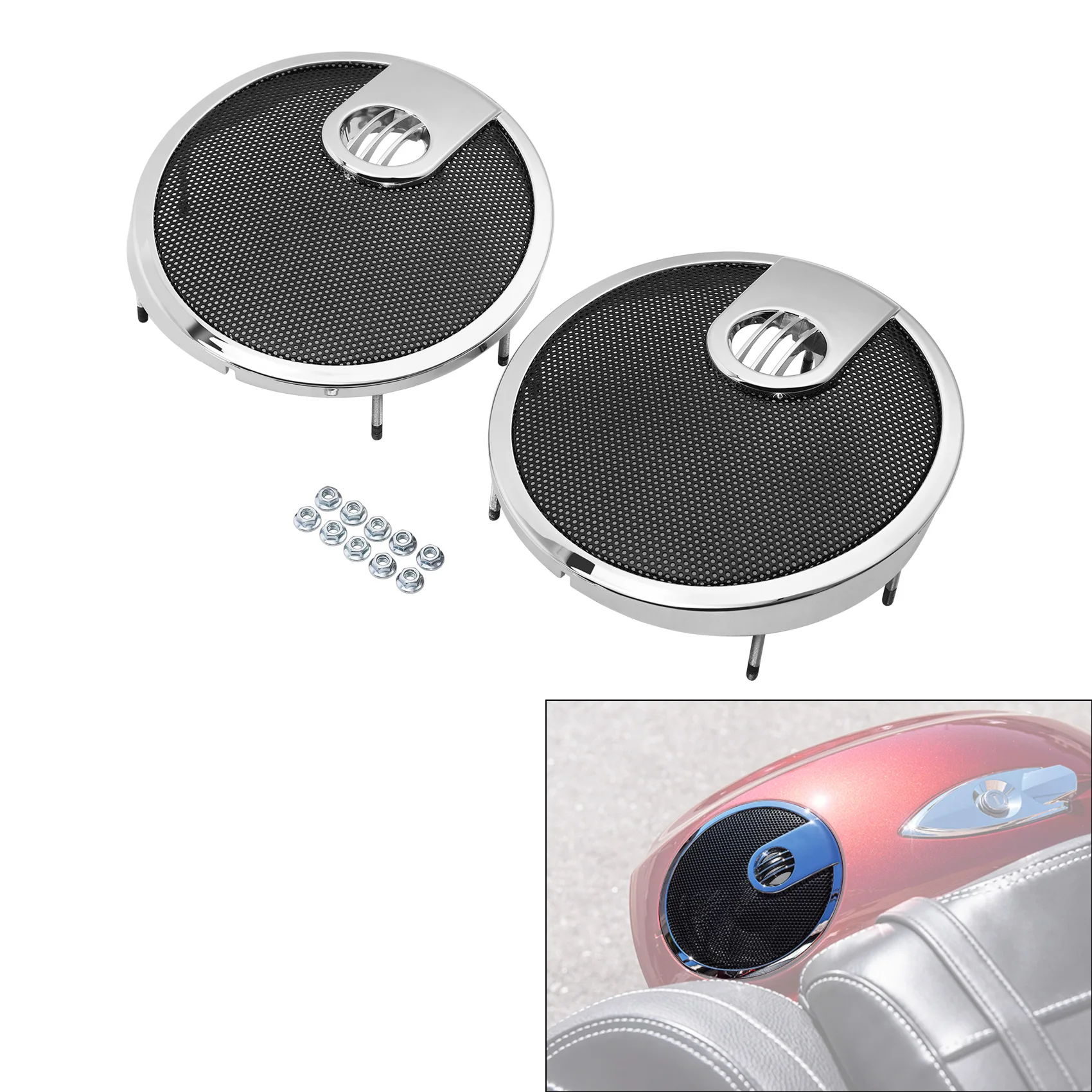 

6.5" Saddlebag Speaker Lid Grills Fit For Indian Chieftain 2014-2018 Springfield 2016-2024