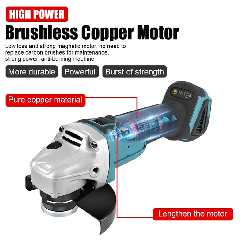 

WORTHOWN-Brushless Sander Angle Grinder Tool Electric Grinder 125 Angle Grinder Formakita 18V Battery
