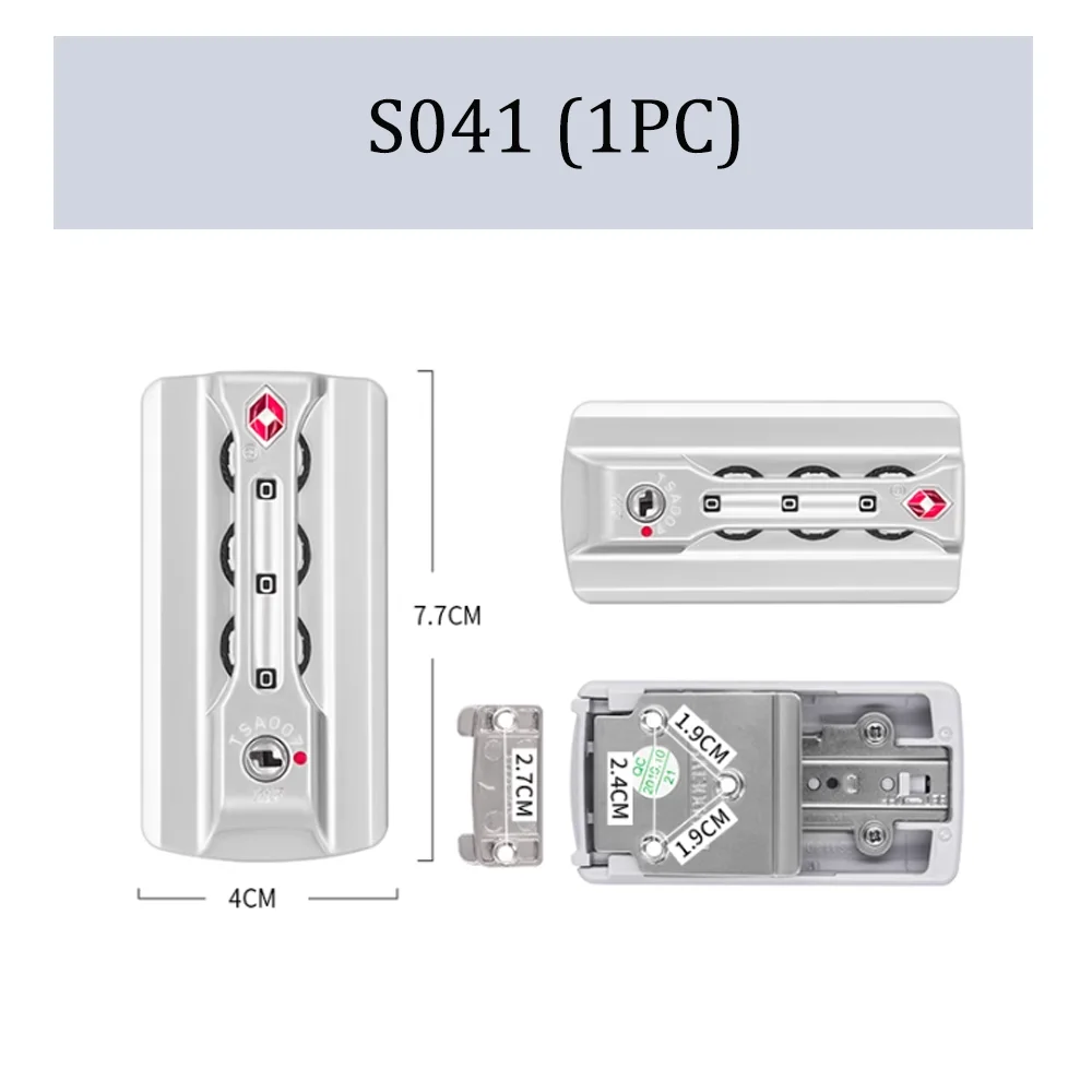 Travel Luggage S041 TSA007 Customs lock Aluminum frame luggage accessories Fixed combination lock luggage anti-theft latch lock