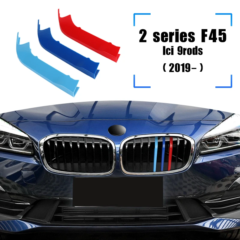 

Car Front Hood Bumper Grill M Color Racing Grills Trim Clips For BMW 2 Series F45 Lci 9rods 2019-2020 Exterior Accessories