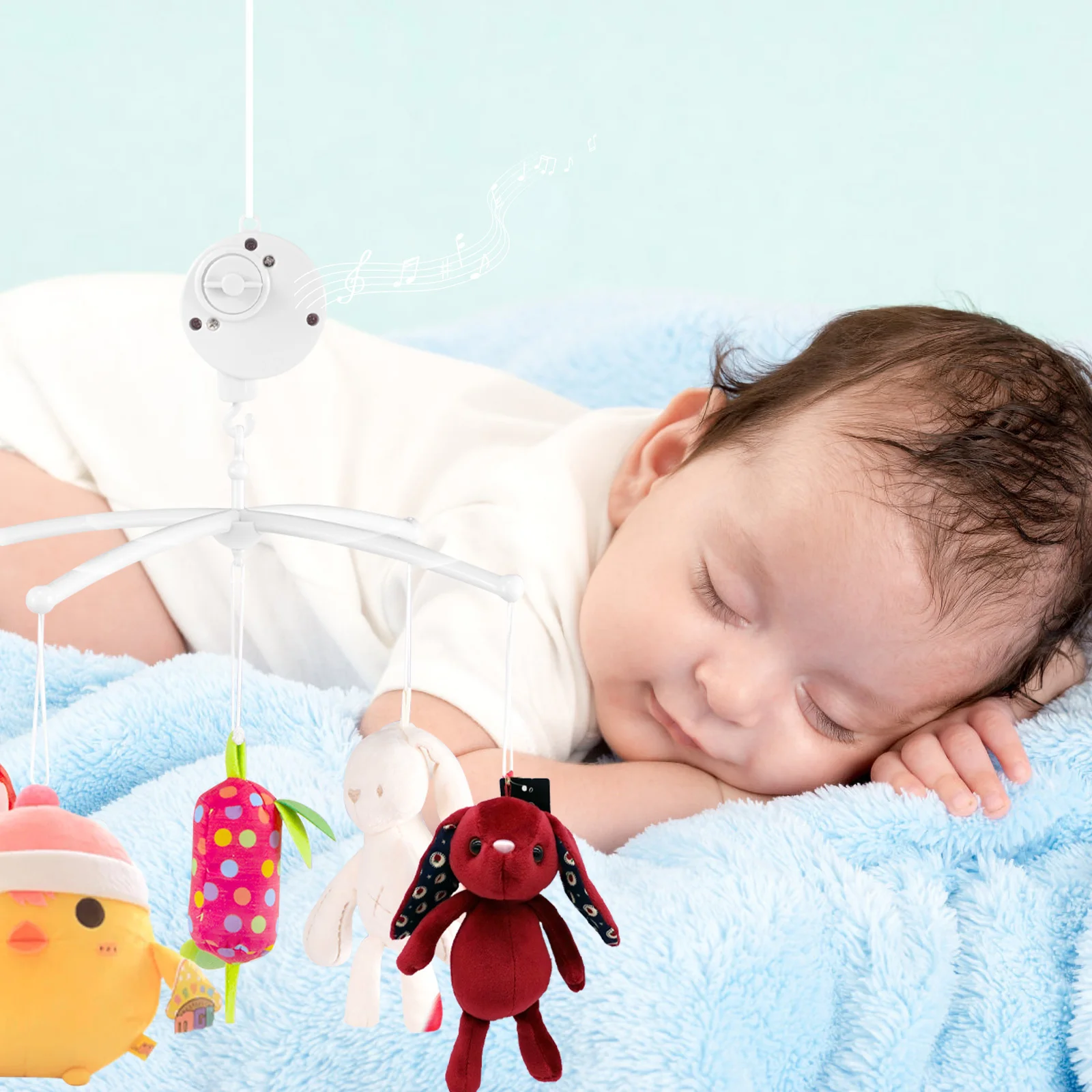 1pc caixa de música do bebê móvel berço cama êmbolo gancho enrolamento rotativo musical berçário sino movimento diy infantil visual auditivo