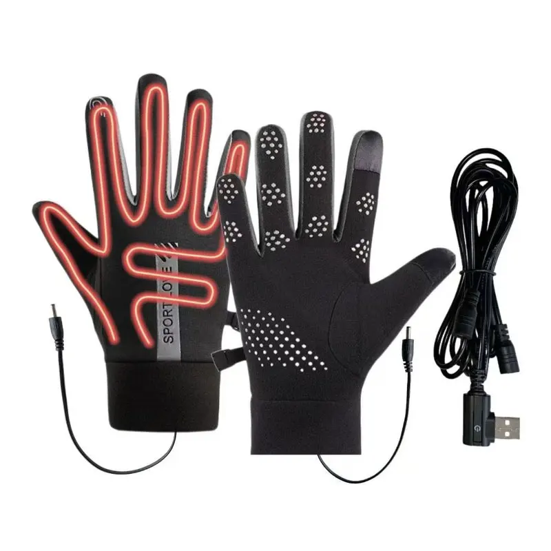 AliExpress NONE USB Rechargeable Heated Gloves Adjustable Temperature Anti Slip Touch Screen Thickened Warm for Skiing Cycling Winter Outdoor