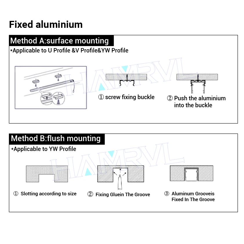 0.5M 2-30pcs Led Aluminum Profile Channel Diffuser Holder U Shape Black/silver image 6