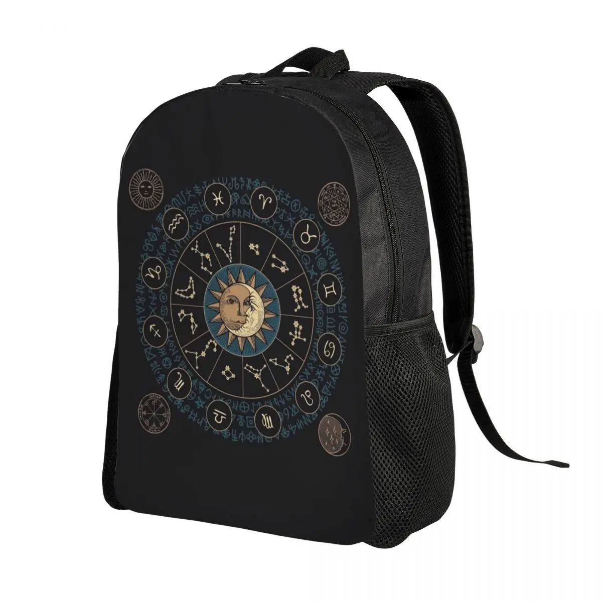 Horoscope Wheel With Zodiac Signs Backpack Daypack Large Capacity Children BookBag School Bag Shoulder Bags for Men Women