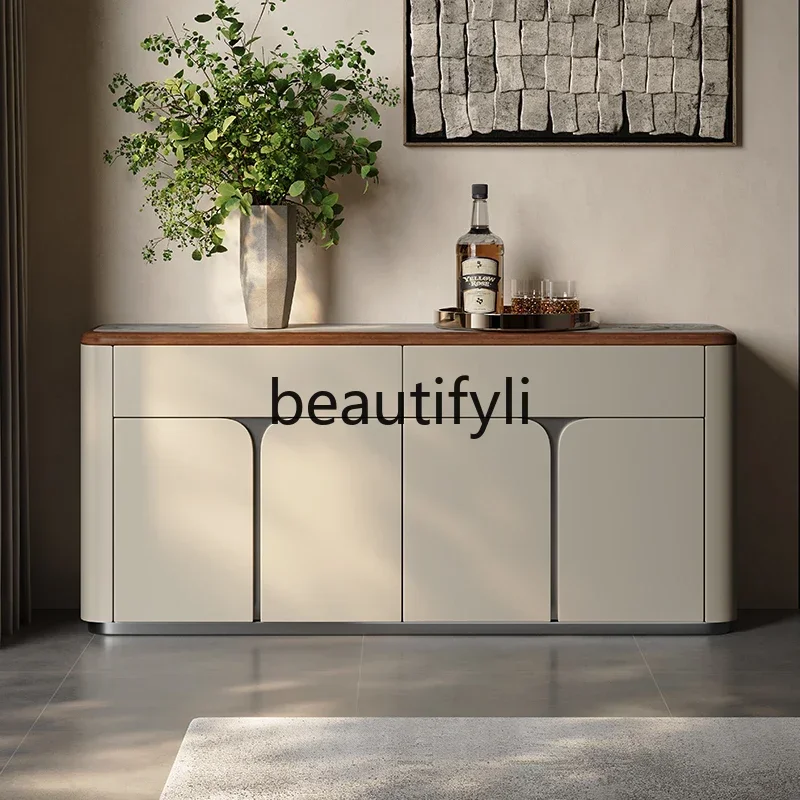 

Italian minimalist wall locker living room floor-to-ceiling high-end light luxury solid wood dining side cabinetQ