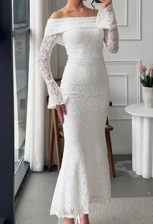 Vestido feminino 2025 primavera/verão mais recente venda quente elegante sexy temperamento estilo renda vestido de manga comprida vestido feminino outono