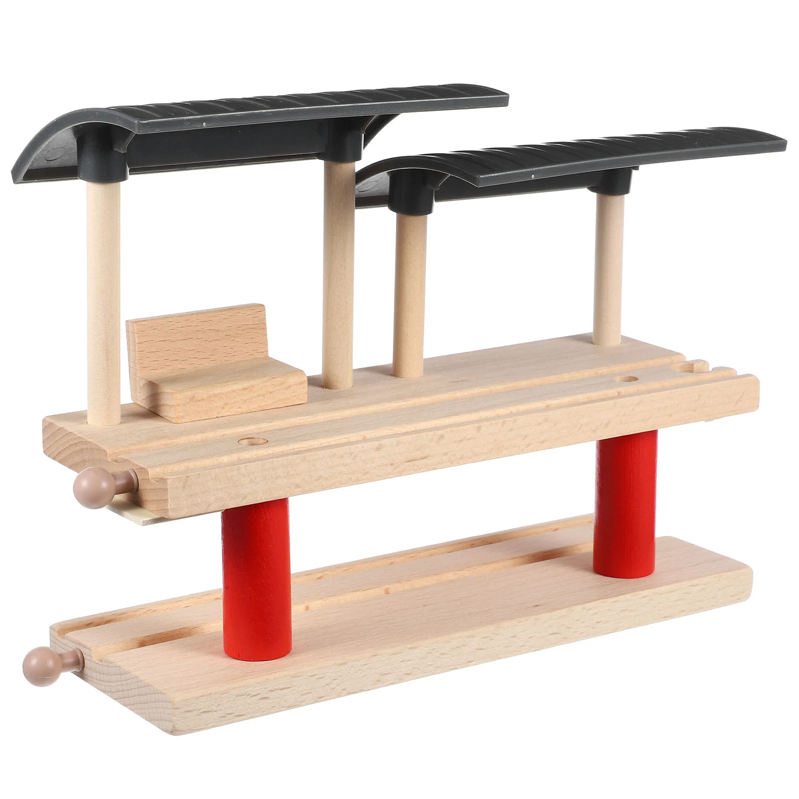 Juguete de plataforma de estación de dos pisos de madera, juguete resistente para niños, juego de simulación creativo, diversión educativa, accesorios de vía de tren, simulación
