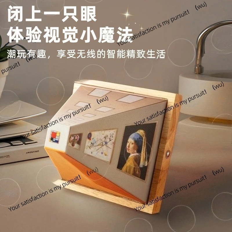 3D naked eye vision night light, household plug-in wooden non-punching bedside ornament atmosphere light