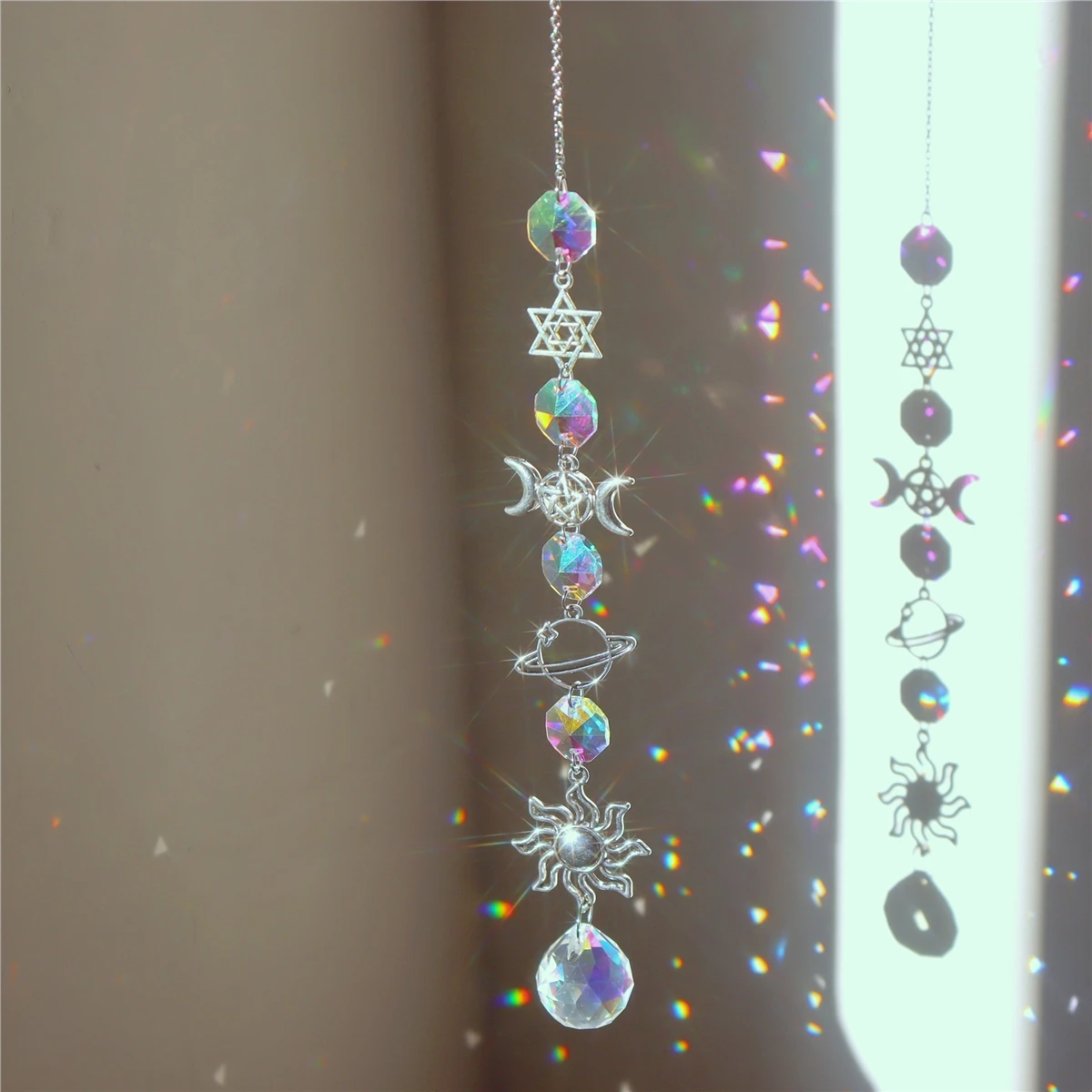 Exquisite Dreamy Interior Decoration Dream Chaser Wind Chime Star Decoration Diamond Prism Curtain Crystal Wind Chime Practical