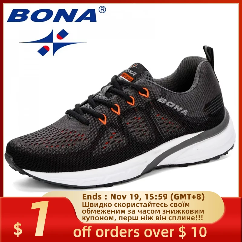 BONA Sneakers Men Shoes Sport Mesh Trainers Lightweight Baskets Femme Running Shoes  Outdoor Athletic Shoes Men