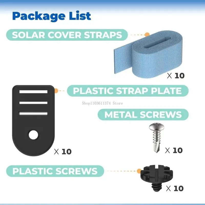 Pool Reel Tube & Blanket Fastening Set Pool Solar Cover Strap Clip Hardware