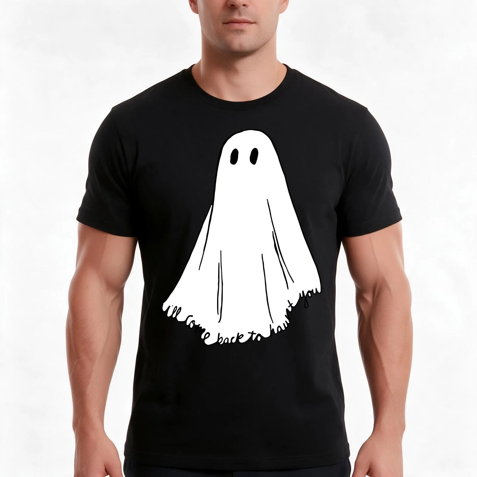 Haunt T-Shirt, Summer Casual Cotton Tee, Oversized Streetwear Tops, Vintage Graphic Print, Loose Fit Short Sleeve, 100% Cotton