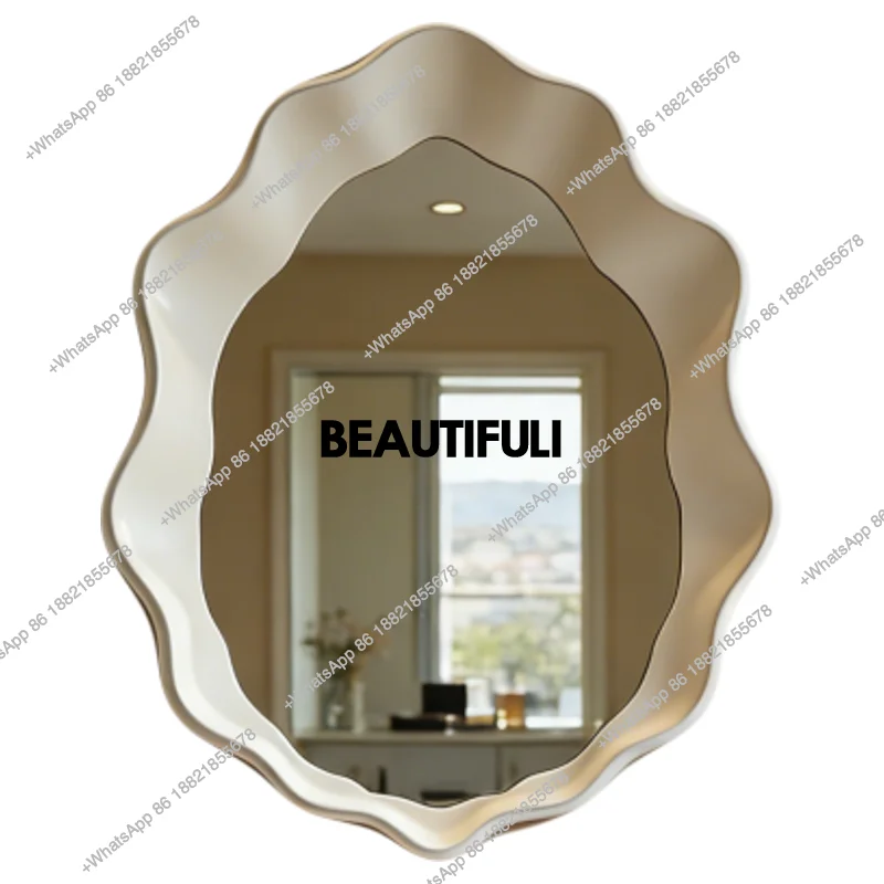 Nordic bathroom mirror intelligent irregular wall wall hanging vanity mirror light luxury entrance decorative mirror