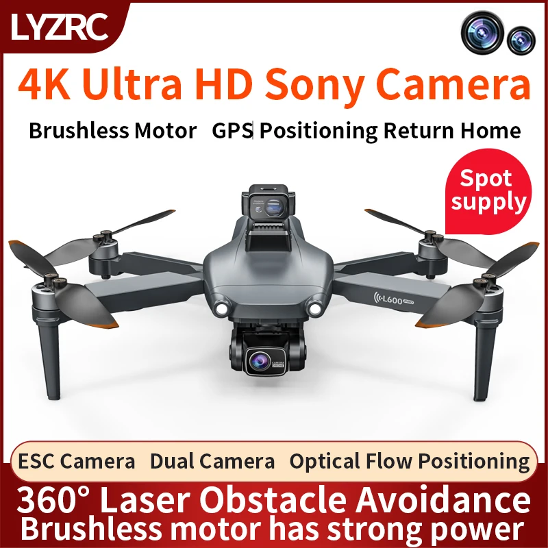 L600 GPS Drone 4K professionnel HD double caméra moteur sans brosse quadrirotor 360 ° Drones RC 5G WIFI FPV pour éviter les