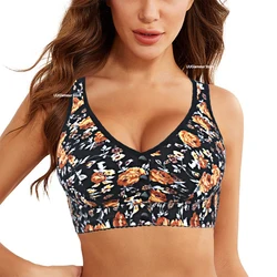 Sujetador de algodón con cierre frontal para mujer, ropa interior sin aros, Bralette de flores brillantes cómodo, lencería K031