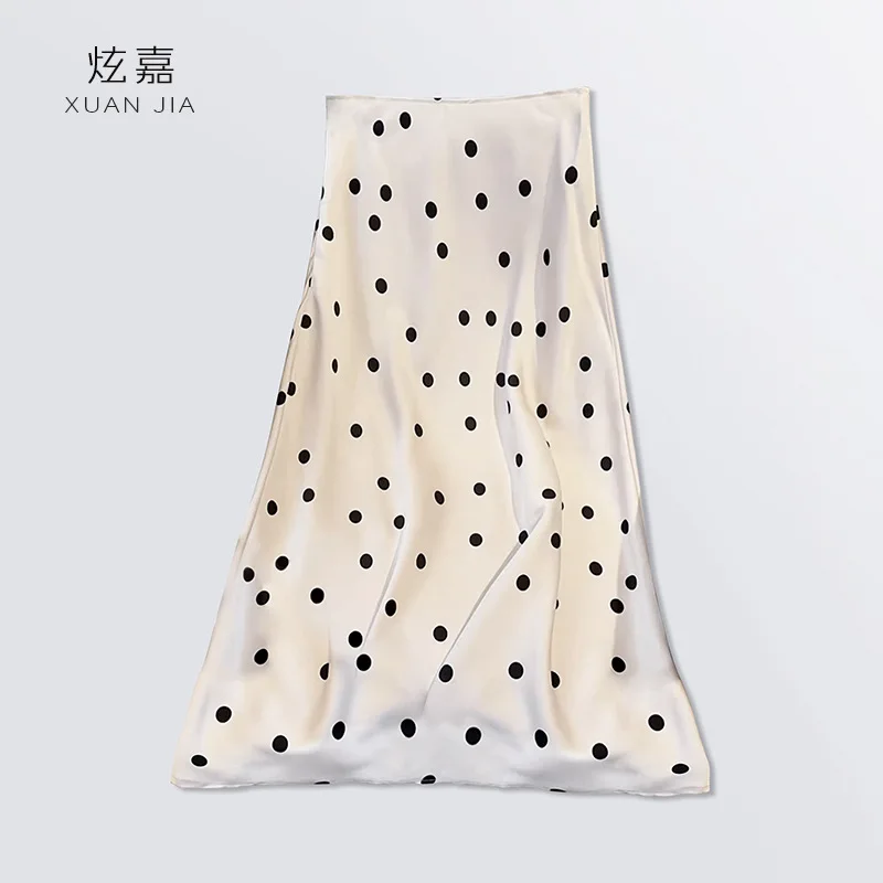 Heavy Silk Skirt Women's Summer 100% Mulberry Silk Drape Mermaid Polka Dot Long Skirt Satin Hip A-shaped Skirt