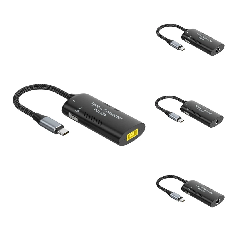 Cabo adaptador multifuncional fêmea para tipo C, suporte PD3.0 100W para adaptador de conversão DC de energia para laptop