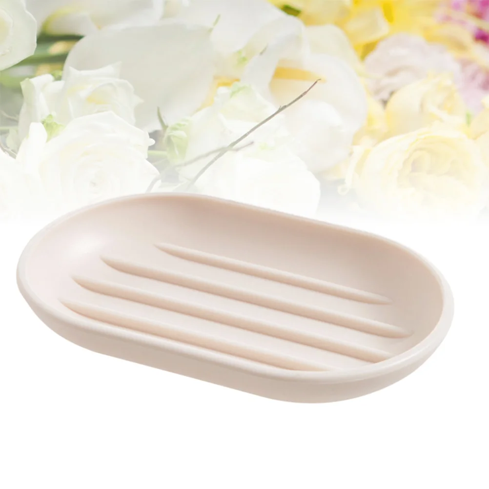 Practical Creative Oval Soap Dishes Soap Box with PP Material Bathroom Plastic Bathroom Accrssoreies (Beige)