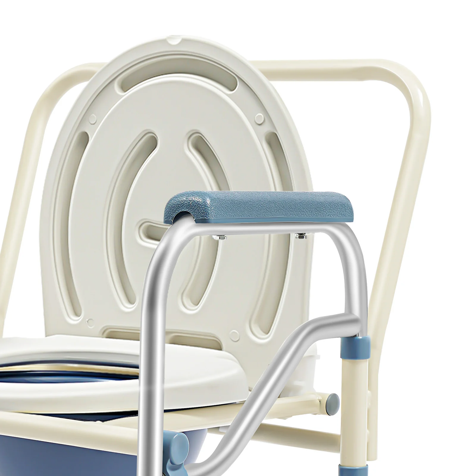 Leichter, faltbarer Toilettenstuhl, perforierte Stühle, Sicherheits-Toilettenstuhl mit verstellbarer Höhe für ältere Menschen – Detail 7