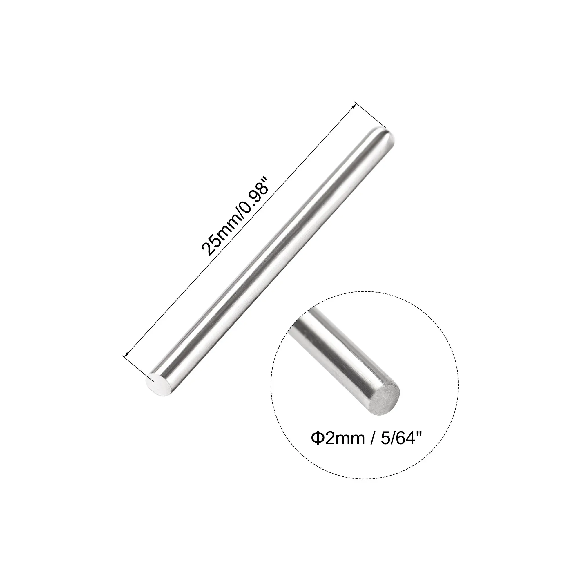 10/20Pcs 2/3/4/5mm Dia 304 Stainless Steel Solid Round Rod 25/50/75mm Long Linear Shaft for Drift Punches DIY Craft Model Plane