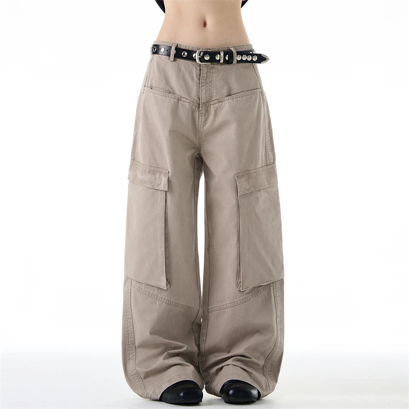 

Summer 2025 Women's High-Quality Vintage Fashion Loose Wide Leg Casual Jeans Multi-Pocket Workwear Trousers Y2K Style