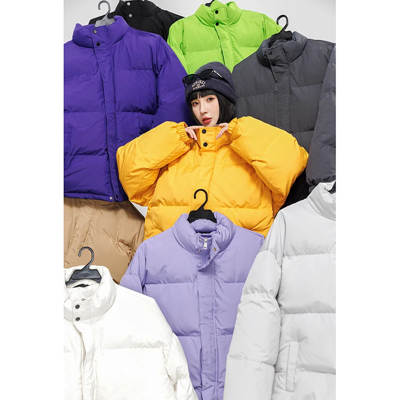 10 Colors Winter New Unisex Standing Collar Solid Color Parkas Thickened Waterproof Warm and Trendy Casual Couple Coat