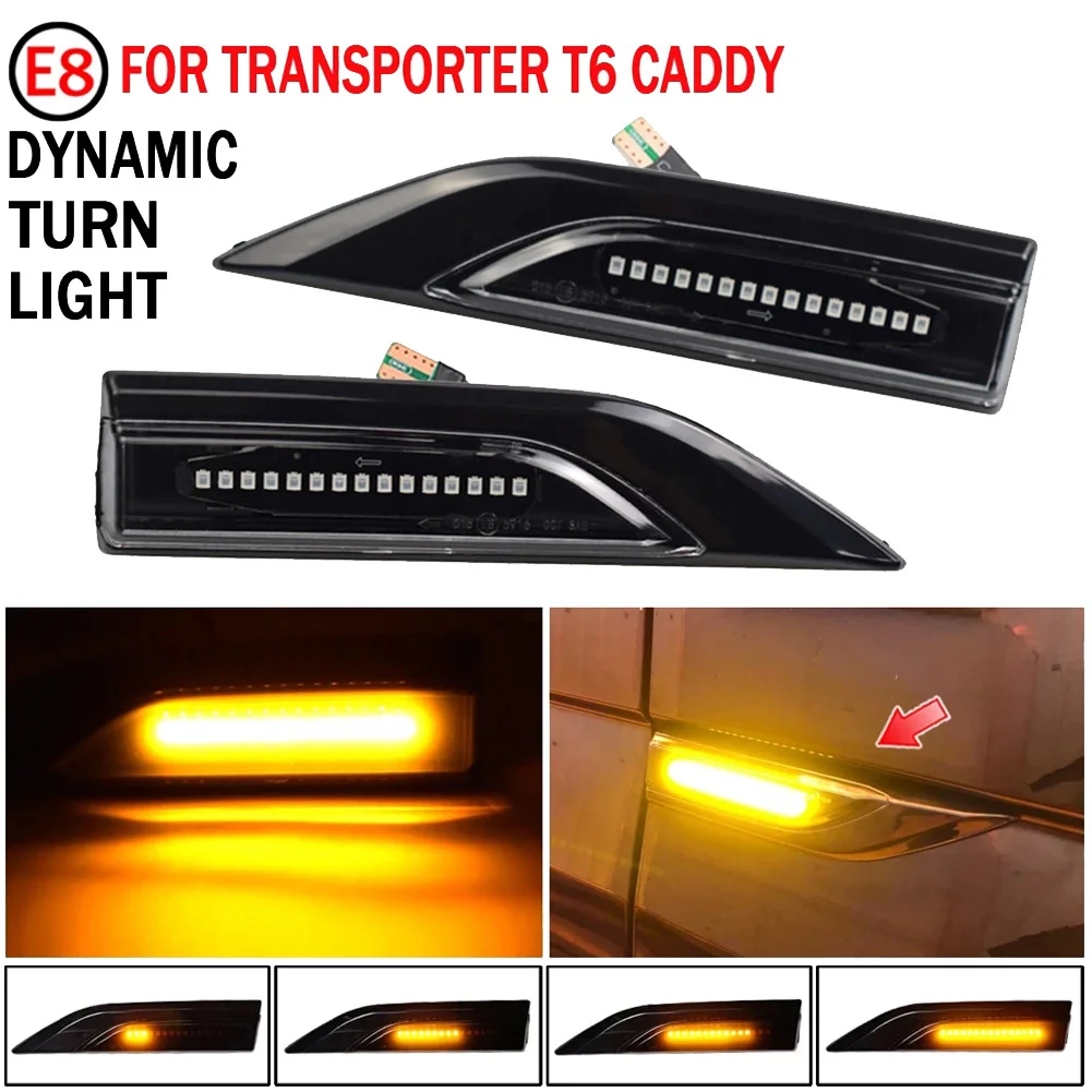 For Transporter T6 Multivan Caddy Car LED Dynamic Amber LED Side Marker Light Turn Signal Blinker