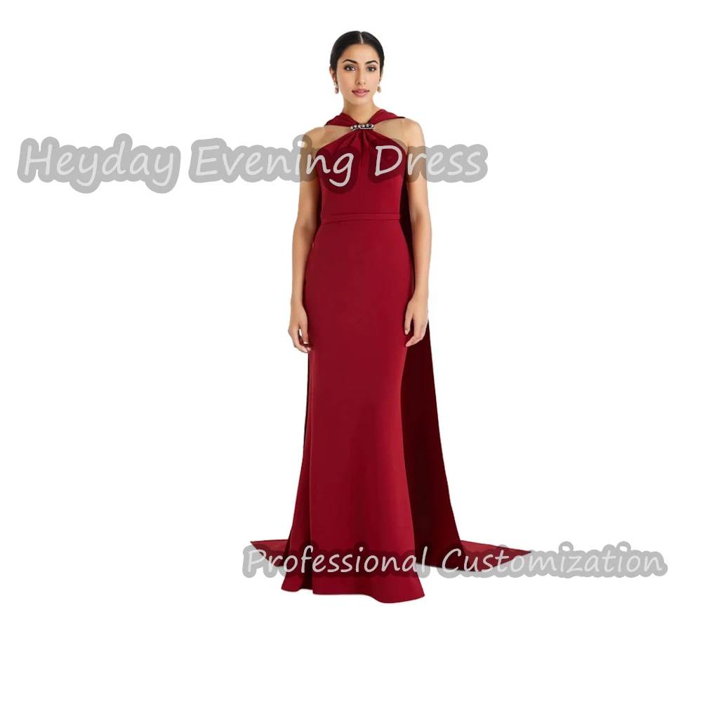 

Heyday Halter Saudi Ruffle Prom Party Gown Crepe Sleeveless Floor Length Straight Elegant Sexy Dress For luxurious Woman 2024