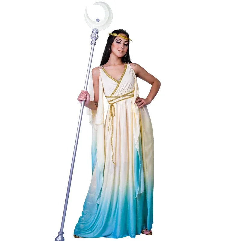 Greek Goddess Dress Costume Women\'s Sexy Cosplay Long Dress Cleopatra Queen Cosplay Costume Halloween Carnival Performance Dress