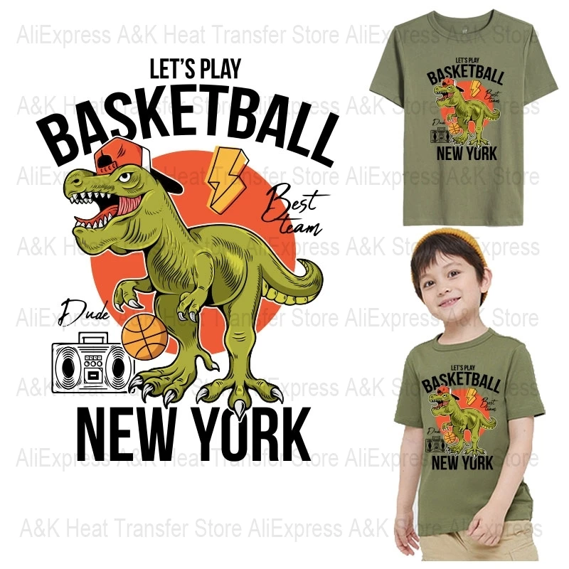 Dinosaur Legacy Recorder Stickers On Clothes Basketball Iron On Patches Hippie Heat Transfer Applique Wholsale DIY Lots Badgs