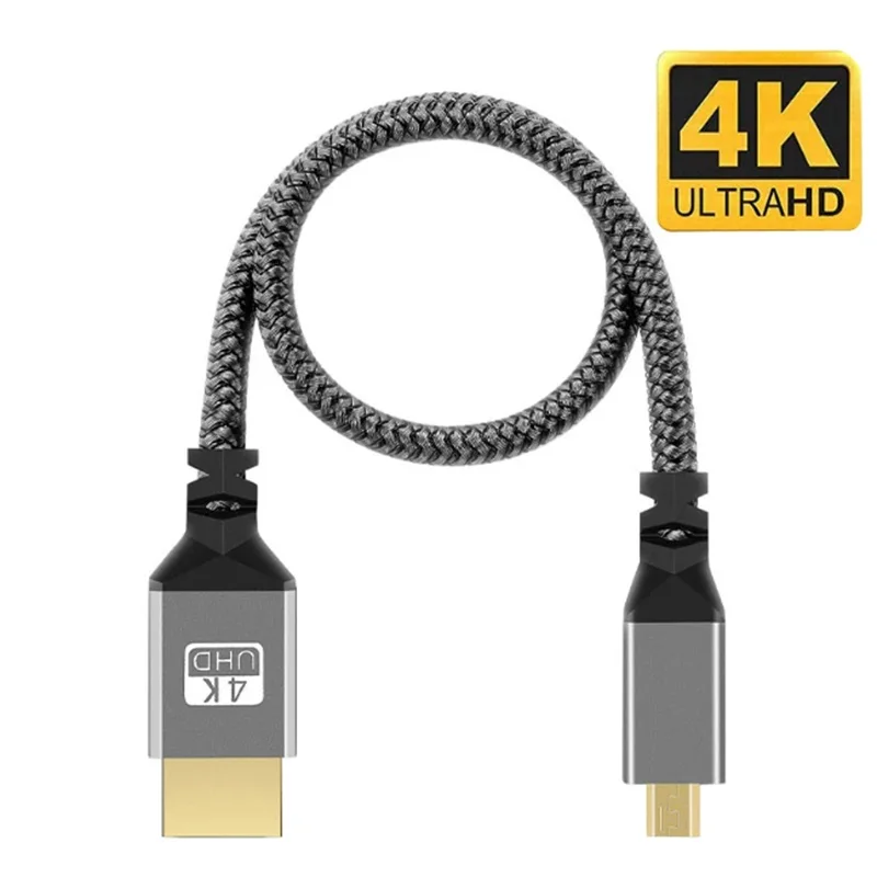 0.3m Nylon Braid HD 4K@60HZ HD 1080P Micro TO HDMI-Compatible HDTV Cable Micro to HDM Extension cable For Tablet PC TV Camera