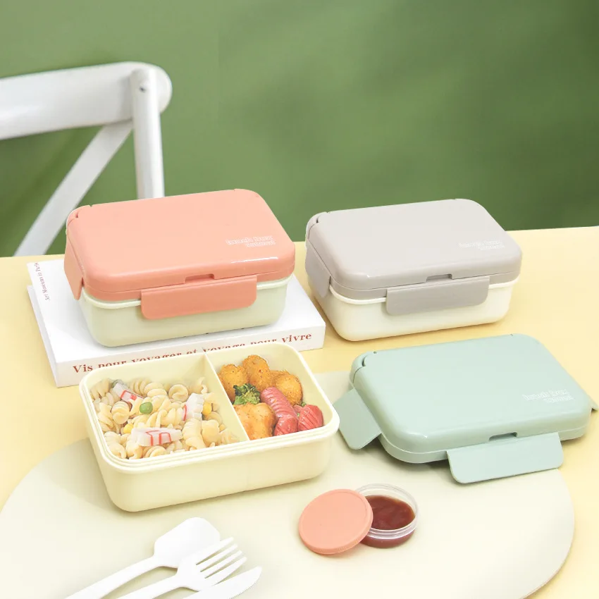 

Sealed compartment lunch box, microwaveable, plastic bento box for students, portable lunch box for office workers, 2-piece set