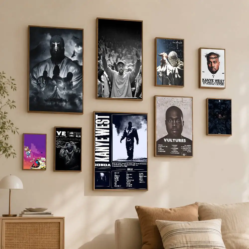 K-Kanye Wes-t Adhesive Wall Art Poster Canvas Bedroom Children, Study Living Room For Home Room Decor