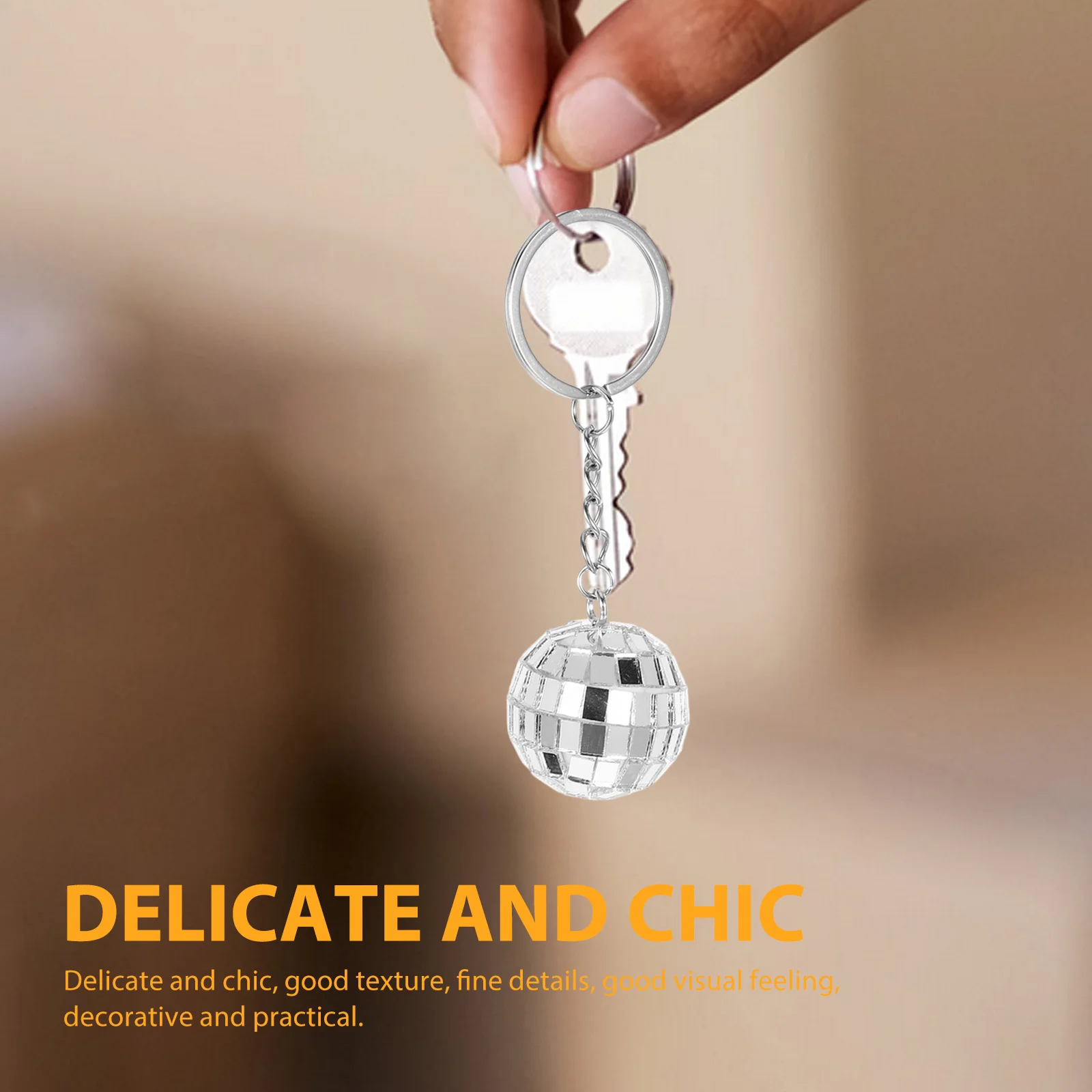 

10Pcs Mirror Disco Ball Keychain Pendant Exquisite Mini Compact Hanging Decoration for Keys Bags Backpacks Portable Ornament