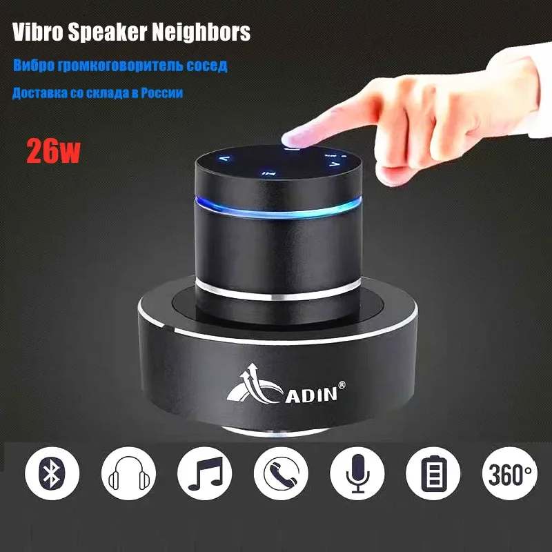 Adin 26w portatile in metallo a risonanza di vibrazione altoparlante Bluetooth Touch Mini Bass Wireless Music Subwoofer Mic altoparlanti musicali