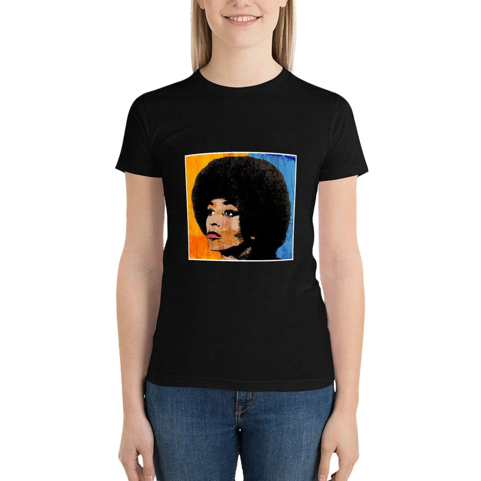 

ANGELA DAVIS (COLOR) T-Shirt shirts graphic tees Blouse anime clothes oversized ariat shirts for Women