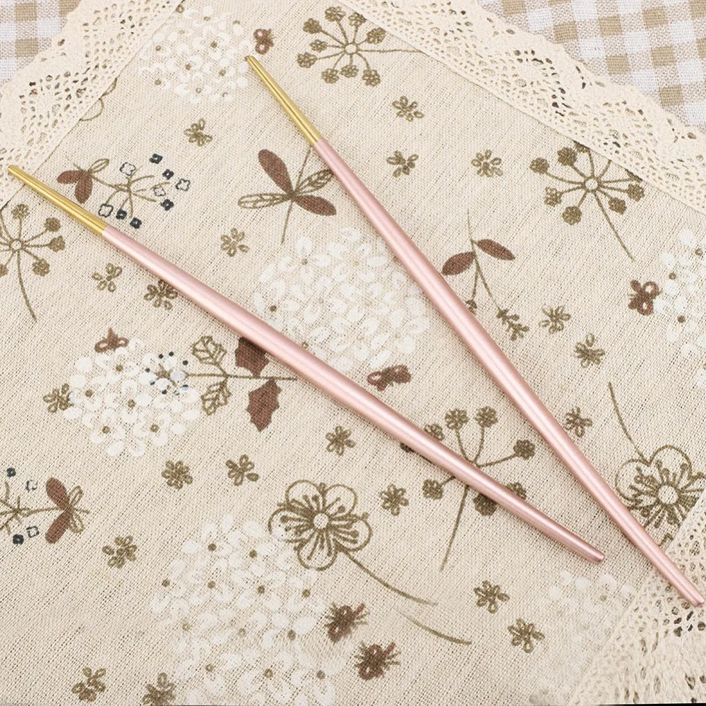 Rustless Steel Chopsticks Smooth Anti-slip Strip Metal Chopsticks One-piece Integrated Molding Practical Restaurant Chopsticks