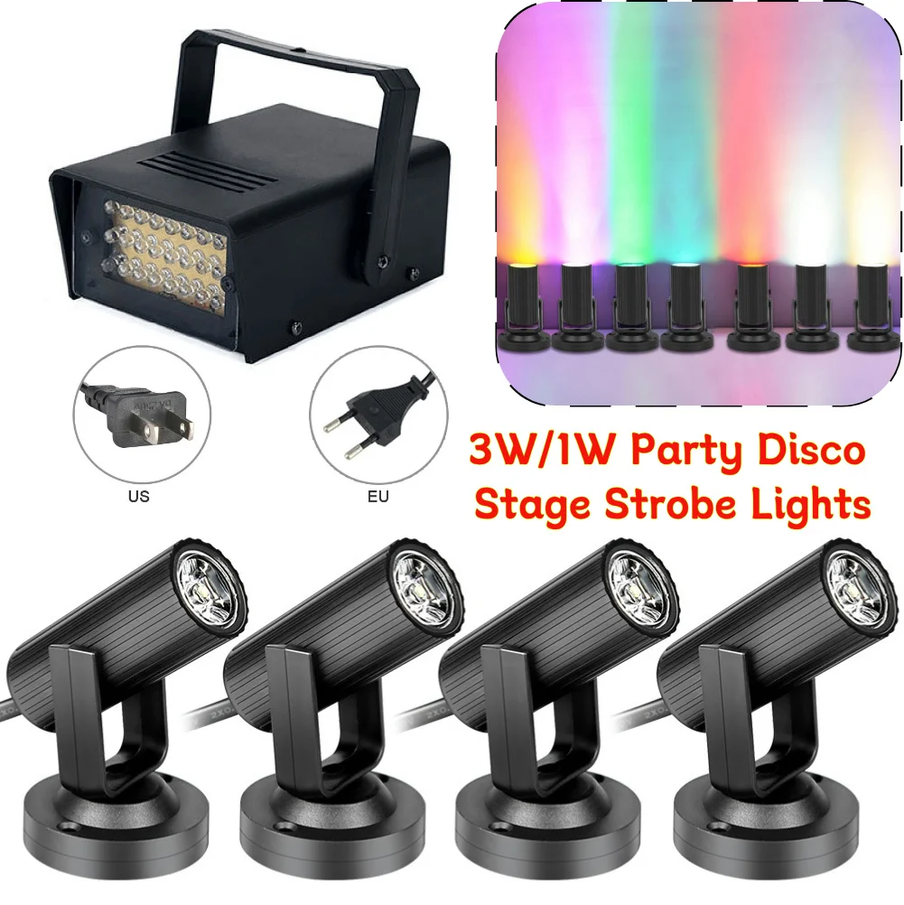 3W/1W LED White Adjustable Speed DJ Disco Flash Stage Strobe Lights Remote Control Stage Flash Lighting Strobe Lights Xmas Gifts