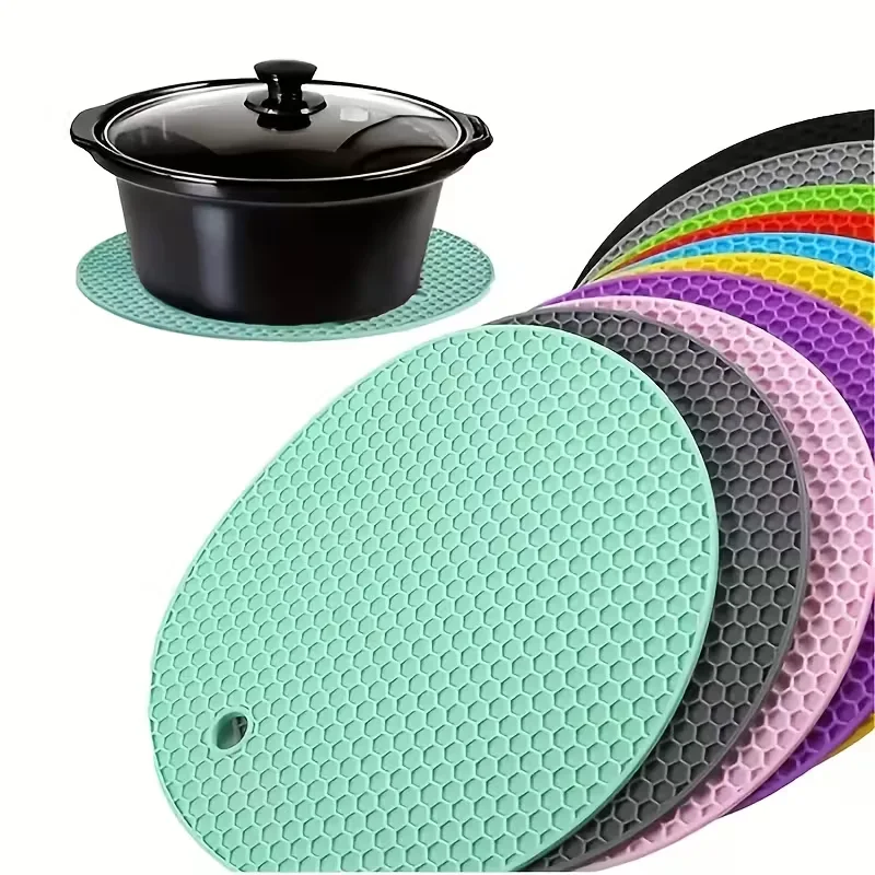 4 Round Kitchen Trivets, Reusable Heatproof Mat for Table Protection Under Hot Cookware & Dishes