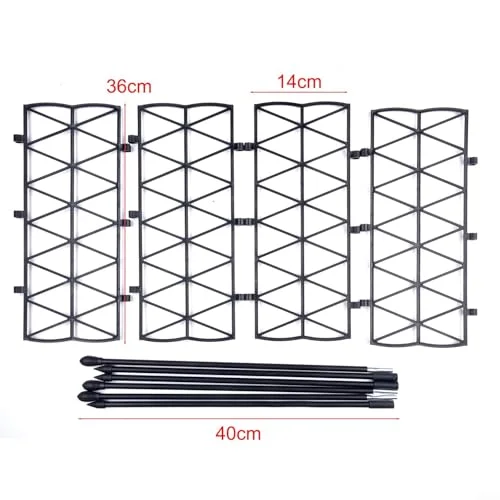Modular Foldable Garden Trellis Fence for Climbing Plants Plastic Coated Steel Construction with PP Mesh Black