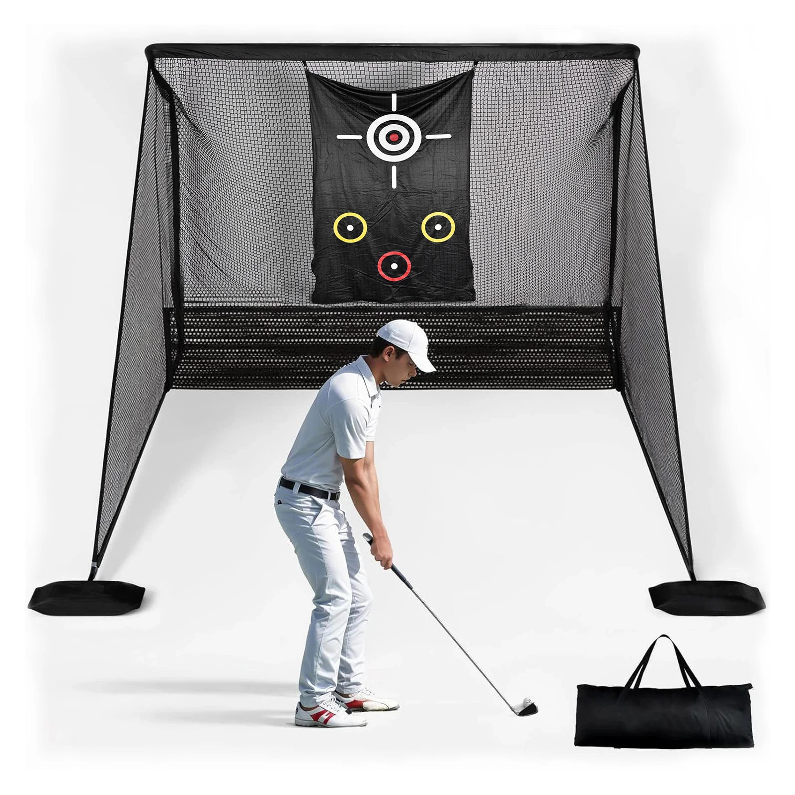 

Golf Hitting Net 10x7FT Golf Hitting Net Systems Ball Netting with Target Mat for Outdoor Indoor Driving Chipping Training Swing