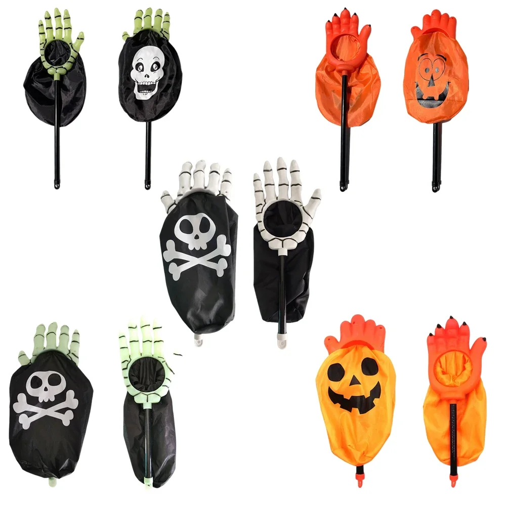 Halloween Begging Bags Palm Skull Pumpkin Candy Bag with Tools Hand Shaped Candy Pouch Party Candy Snack Gift Decorations