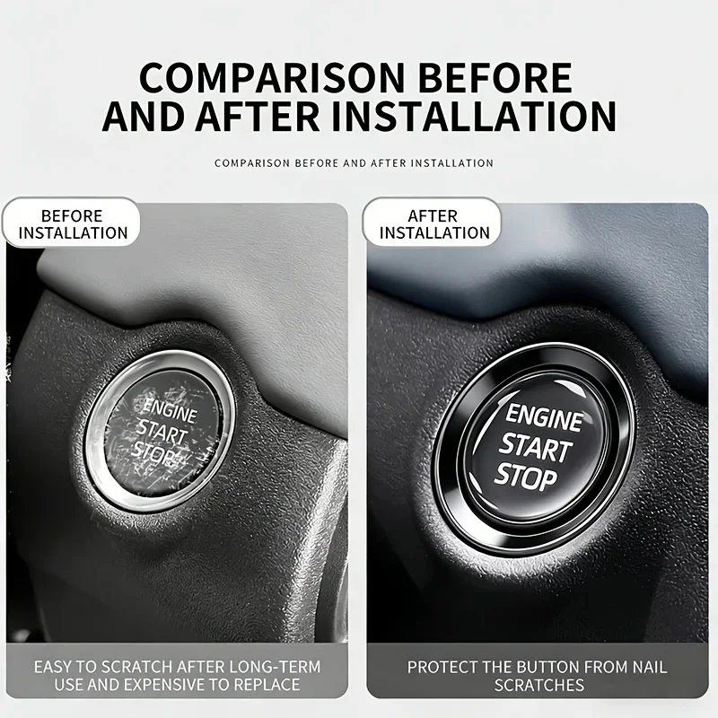 Crystal Transparent Protective Sticker for Car Ignition Switch Button, Suitable for Start/Stop Button Protection Sticker