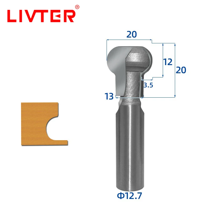 Livter Router Bits 6024 Drawer Pull Bit with 3/16-Inch Radius, 3/4-Inch Large Diameter and 7/8-Inch Cutting Length